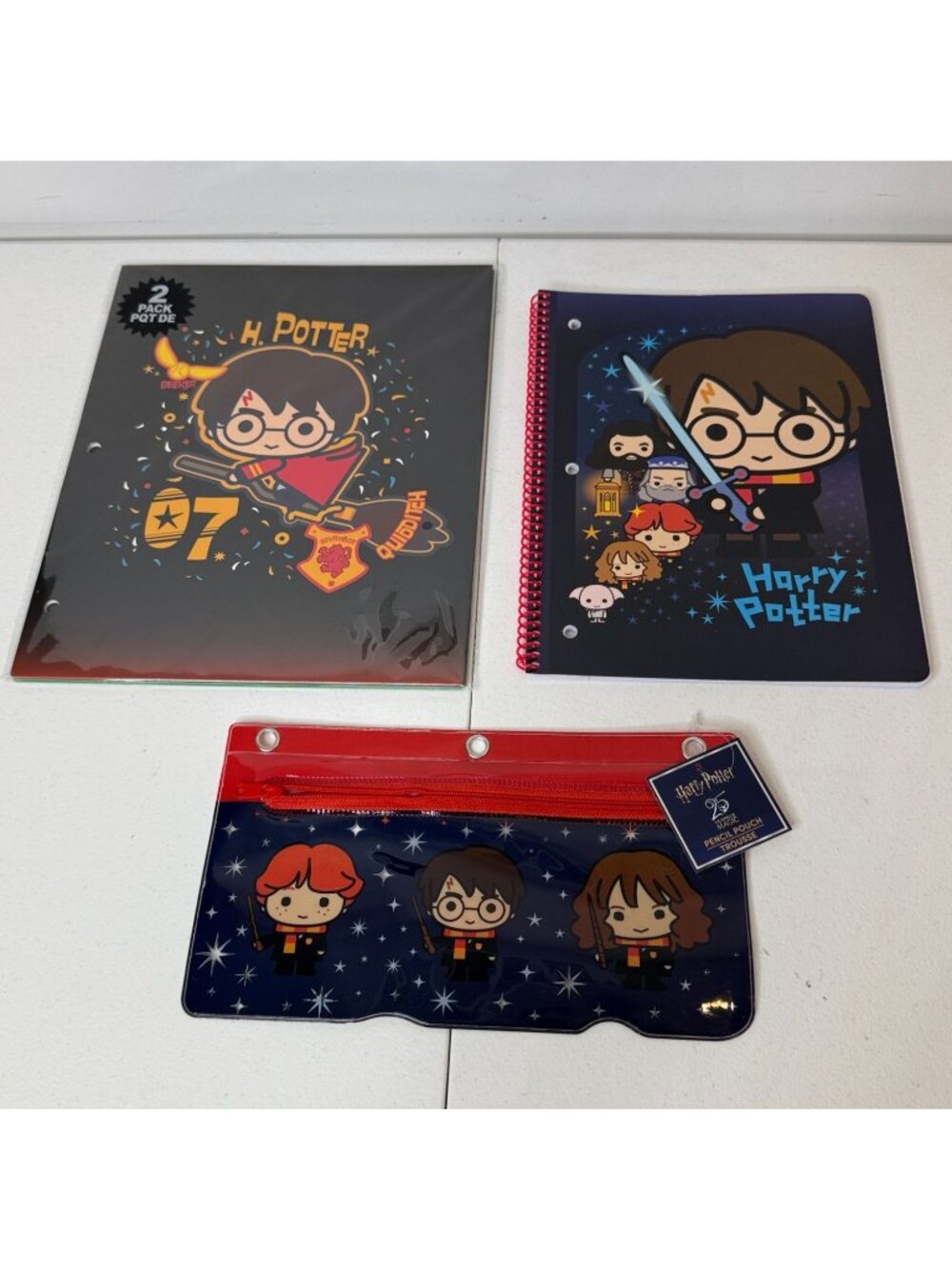 Harry Potter 4 Piece School Set Folders Journal Pencil Pouch New